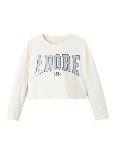 NAME IT KIDS - NKFKISETTESPAIN LS CROPPED BOXY TOP - Buttercream