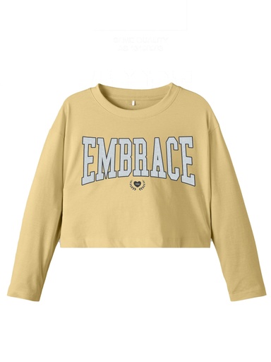 NAME IT KIDS - NKFKISETTESPAIN LS CROPPED BOXY TOP - Straw