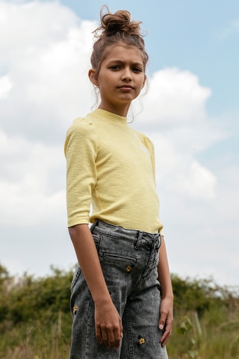 Looxs - 10sixteen slub rib collar tee - BRIGHT YELLOW - 2301-5410-513