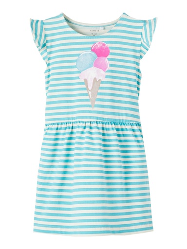 NAME IT MINI - NMF ZYLINE SS DRESS - Crystal Seas