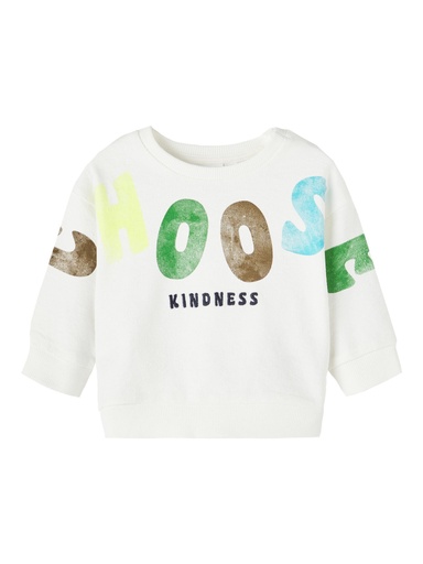 NAME IT BABY - NBM KUDIK LS BOXY SWEAT - White Alyssum
