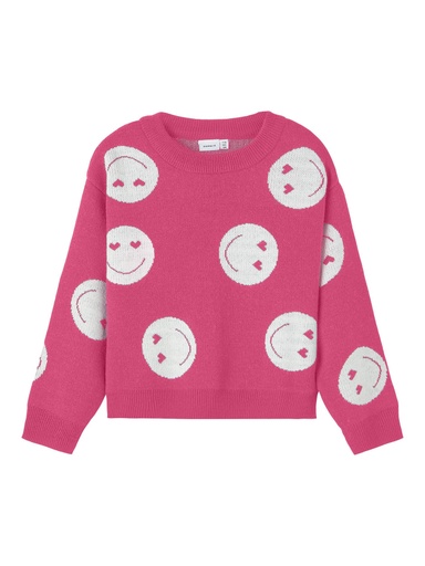 NAME IT KIDS - NKF KANDAO LS SHORT O-NECK KNIT - Pink Flambé