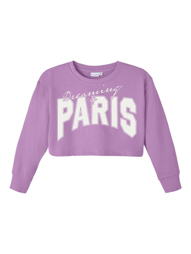 NAME IT KIDS - NKF VANITA LS CROP BOXY SWEAT UNB L1 - Violet Tulle