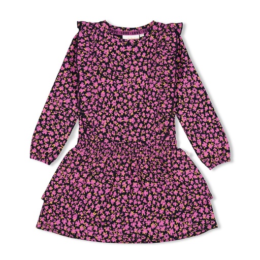 Jubel - Jurk ruches AOP - Flowers For Life - Marine - 91400363