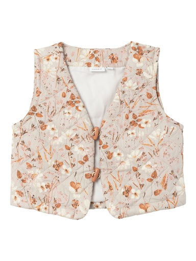 NAME IT MINI - NMF NITARA SHORT QUILT VEST - Oatmeal
