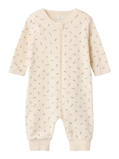 NAME IT BABY - NBF NIGHTSUIT ZIP BUTTERCREAM FLORAL NOOS - Buttercream