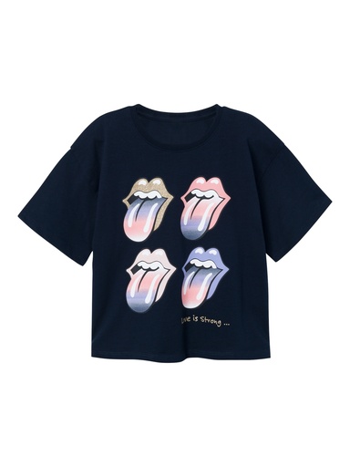 NAME IT KIDS - NKF NARINA ROLLINGSTONES SS TOP NOOS UNV - Dark Sapphire