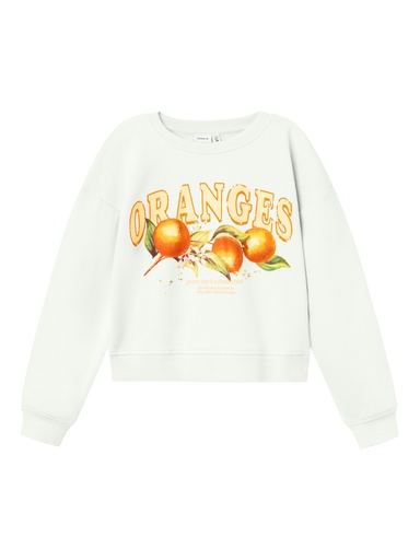 NAME IT KIDS - NKF HALENE LS LOOSE SHORT SWEAT UNB - Bright White