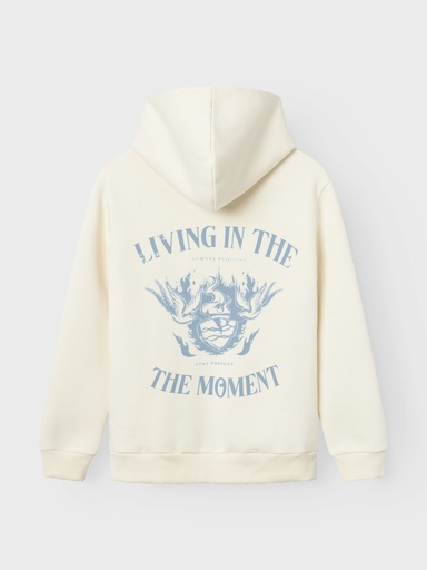 LMTD - NLN LIVING LS SWEAT W. HOOD - Turtledove Blue Fog Backprint