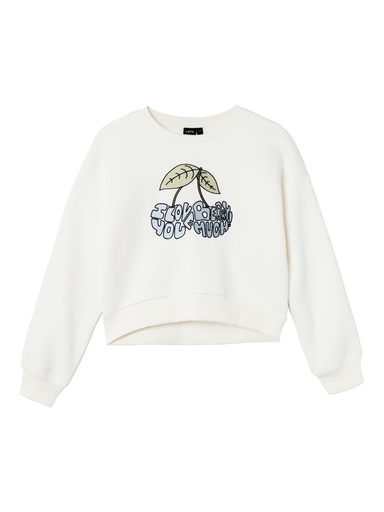 LMTD - NLF KEEZE LS SHORT SWEAT - White Alyssum BERRY PRINT