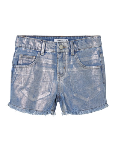 NAME IT KIDS - NKF ROSE SHORTS FOIL 3842-BS EP - Light Blue Denim SILVER FOIL