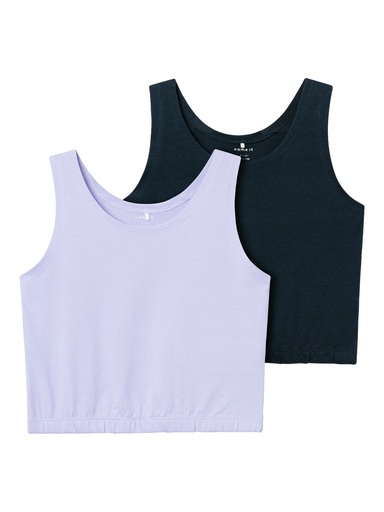 NAME IT KIDS - NKF DANIELA CROPPED TANK TOP 2P - Dark Sapphire W PURPLE HEATHER