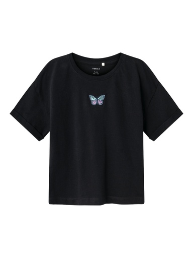 NAME IT KIDS - NKF KUSTINE SS LOOSE SHORT TOP - Black