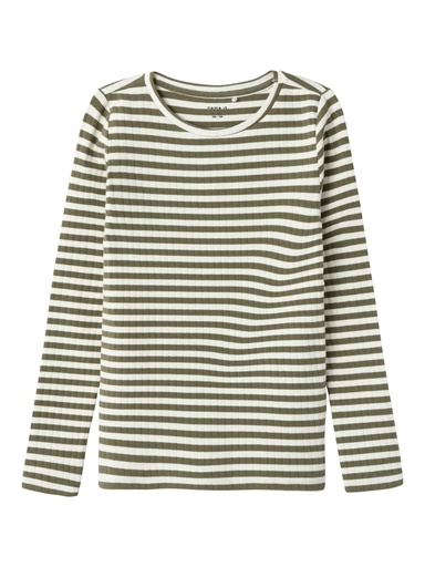 NAME IT KIDS - NKF SURAJA XSL LS TOP NOOS - Deep Lichen Green STRIPE