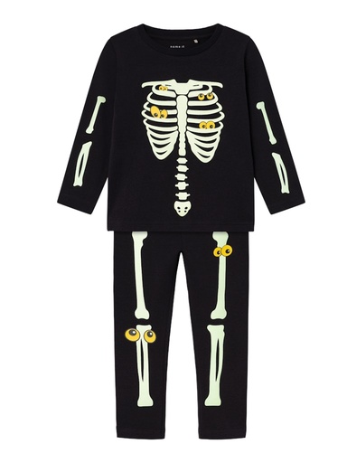 NAME IT MINI - NMN OWEEN LS TOP SET - Black YELLOW