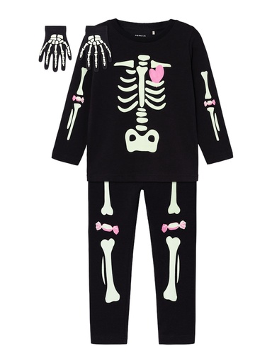 NAME IT MINI - NMN OWEEN LS TOP SET - Black PINK