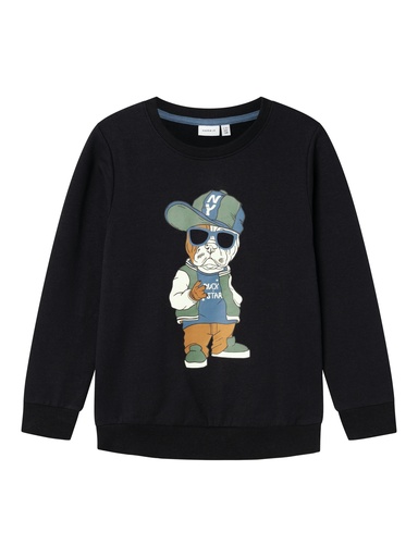 NAME IT KIDS - NKM OKLOKKEN LS SWEAT BRU BOX - Black