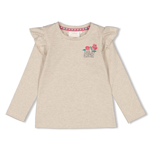 Jubel - Longsleeve ruches - Girls Club - Bruin melange - 91600400