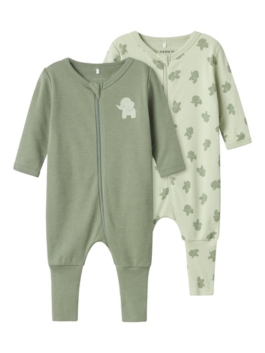 NAME IT BABY - NBM NIGHTSUIT 2P ZIP FF SEA ELEPHANT NOOS - Sea Foam