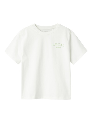 NAME IT KIDS - NKF BOWAY SS NREG HEAVY TOP - Cloud Dancer ARCDIAN GREEN