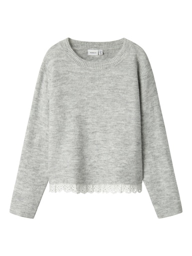 NAME IT KIDS - NKF TALACE LS LOOSE KNIT - Light Grey Melange