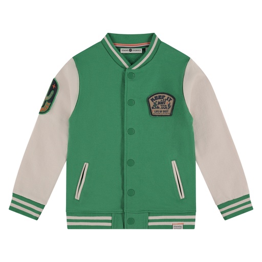 Stains & Stories - boys sweat cardigan - grass - SSA25107411-SSA-00034