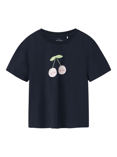 NAME IT MINI - NMF VILINSE SS NREG SHORT TOP - Navy Blazer Cherry