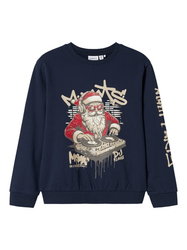 NAME IT KIDS - NKM RALLO LS NREG SWEAT BRU BOX - Navy Blazer