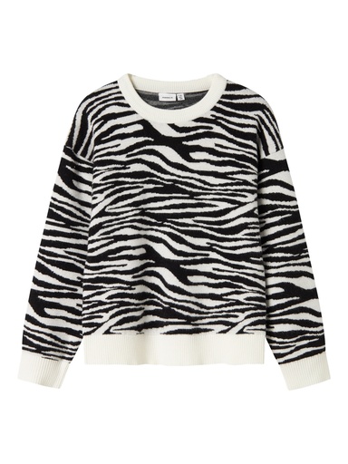 NAME IT KIDS - NKF ORKIDE LS KNIT BOX - Black ZEBRA