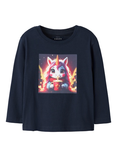 NAME IT MINI - NMF VOTEA LS NREG TOP - Navy Blazer Hot Cocoa Unicorn