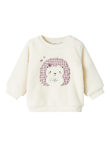 NAME IT BABY - NBF OLPA LS TEDDY SWEAT - Cloud Dancer
