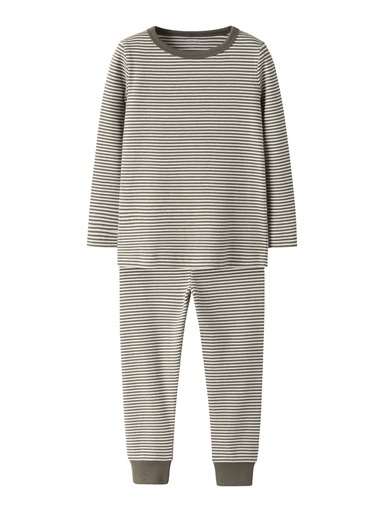 NAME IT MINI - NMN NIGHTSET STRIPE RIB NOOS - Dusty Olive Y/D Dusty Olive / Jet Stream
