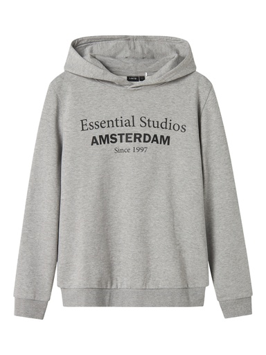 LMTD - NLM NESS LS BRU SWEAT W. HOOD NOOS - Grey Melange