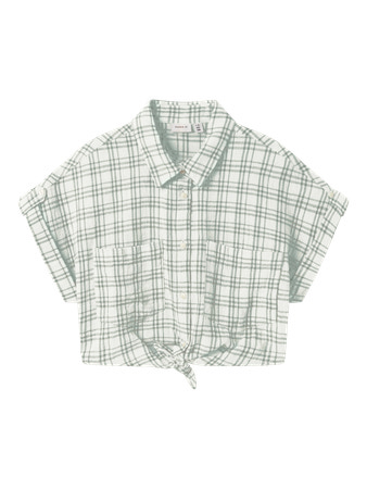 NAME IT KIDS - NKF HERNO SS SHIRT - Bright White AQUA GRAY