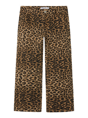 NAME IT KIDS - NKF ROSE WIDE TWI PANTS 4444-TD NOOS - Silver Mink LEOPARD