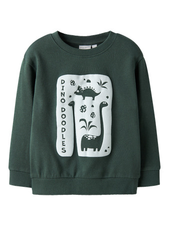 NAME IT MINI - NMM VODER LS NREG SWEAT BOX UNB - Garden Topiary Dino Doodles