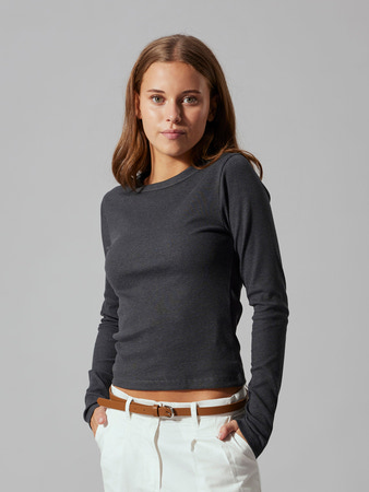 LMTD - NLF HINAJA LS SOLID SHORT S TOP NOOS - Dark Grey Melange