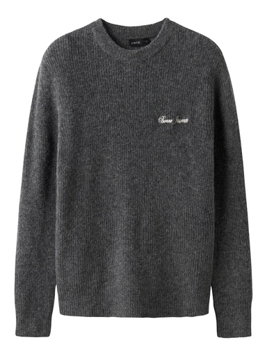 LMTD - NLM REAVE LS O-NECK KNIT - Dark Grey Melange