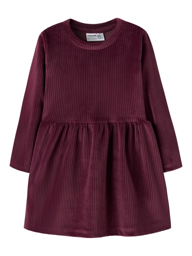 NAME IT MINI - NMF VELOA LS VELVET DRESS - Burgundy