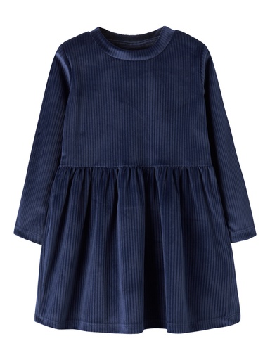 NAME IT MINI - NMF VELOA LS VELVET DRESS - Navy Blazer