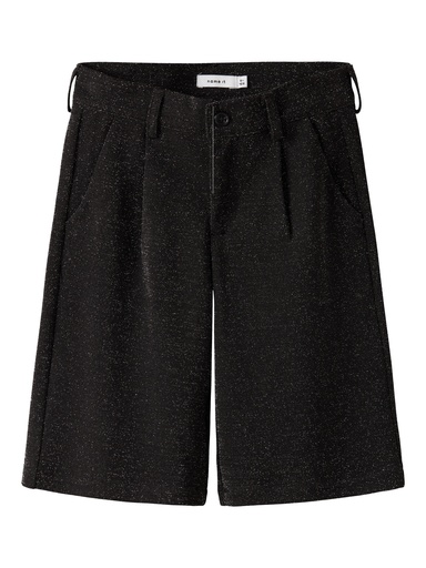 NAME IT KIDS - NKF RADING BERMUDA SHORTS - Black SILVER GLITTER