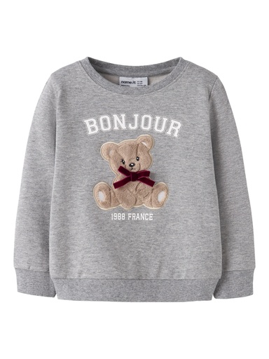 NAME IT MINI - NMF REAR LS SWEAT BRU - Grey Melange