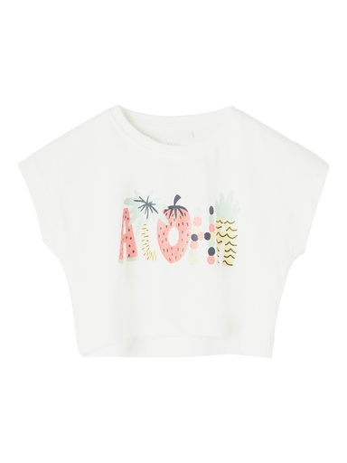 NAME IT MINI - NMF VILMA CAPSL CROP TOP FFF - White Alyssum
