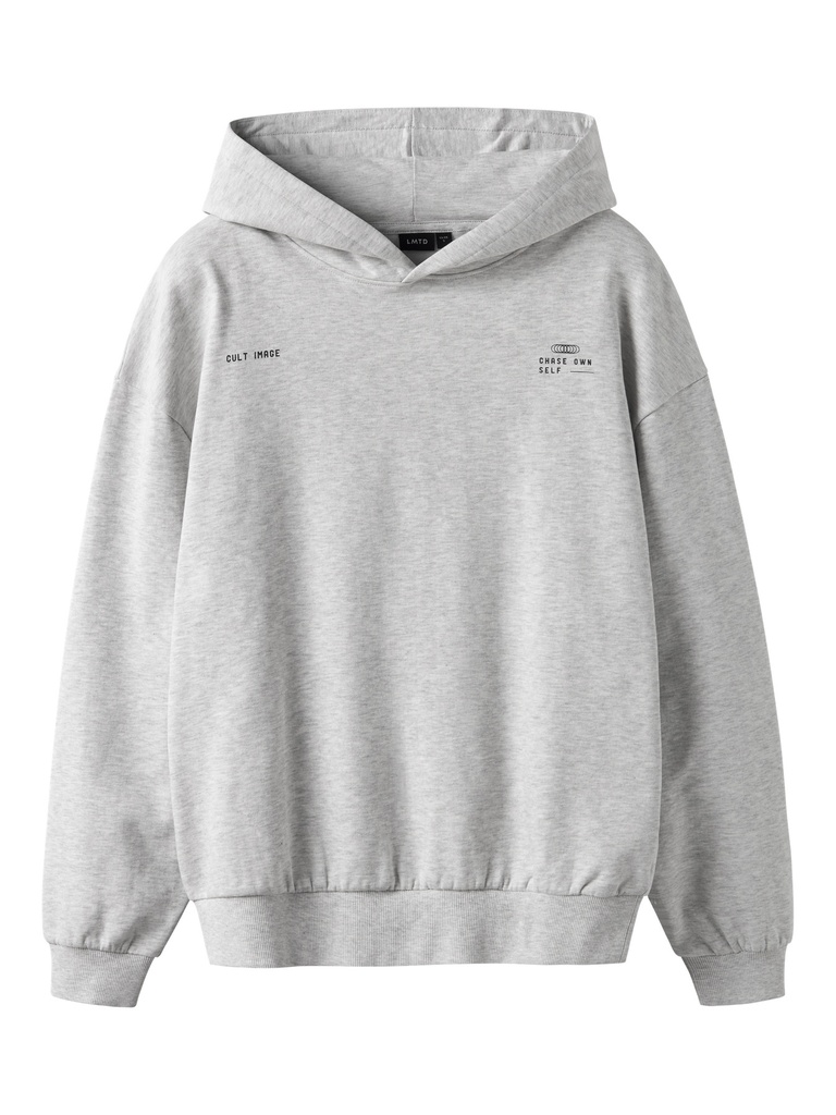 LMTD - NLN BATURE LS LOOSE SWEAT W. HOOD - Light Grey Melange W. Dark sapphire