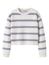 NAME IT KIDS - NKF VNILLA LS SH KNIT - Cloud Dancer W. LAVENDER GRAY STRIPES