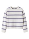 NAME IT MINI - NMF VNILLA LS SH KNIT - Cloud Dancer W. LAVENDER GRAY STRIPES