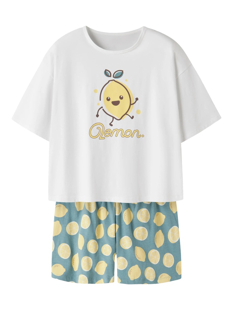 NAME IT KIDS - NKF NIGHTSET BOXY LEMON NOOS - Mineral Blue
