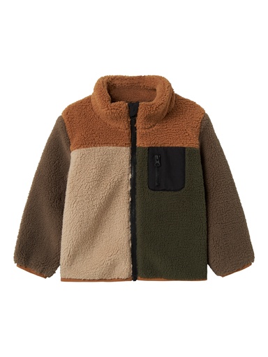 NAME IT MINI - NMM MONICO TEDDY JACKET BLOCK - Toasted Coconut