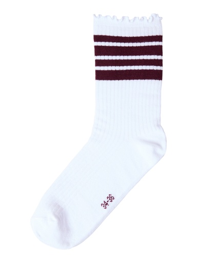 NAME IT KIDS - NKF SILLE STRIPE SOCK - Bright White Burgundy