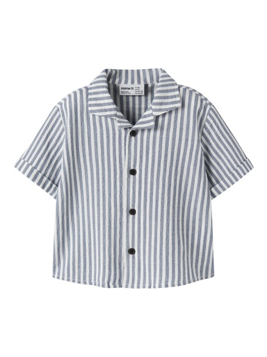 NAME IT MINI - NMM FEDENIS SS SHIRT - Vintage Indigo CLOUD DANCER